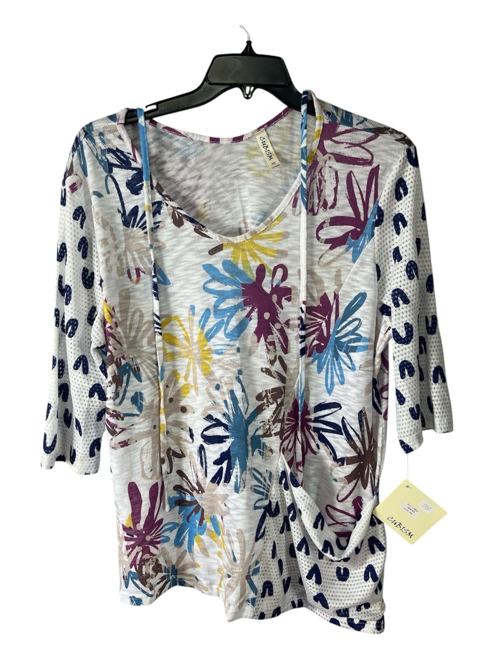 Cubism Art to Wear Floral Mixed Media Mesh Tunic Top XXL NWT